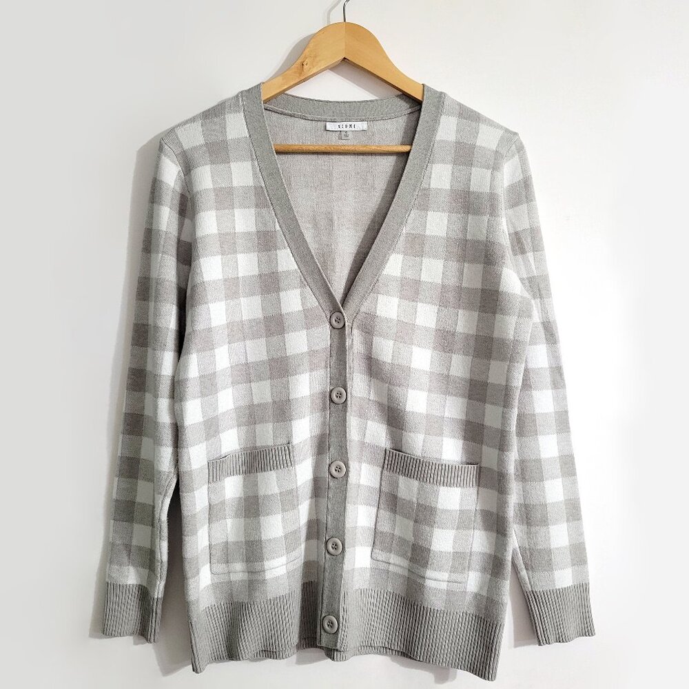 Anthropologie Sioni Womens Button Up Cardigan Size S Checkered Academia Granny